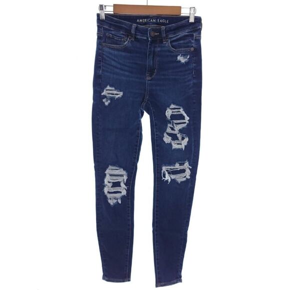 American Eagle Distressed Hi-Rise Jegging Next Level Stretch Womens Size 6 - Picture 1 of 12